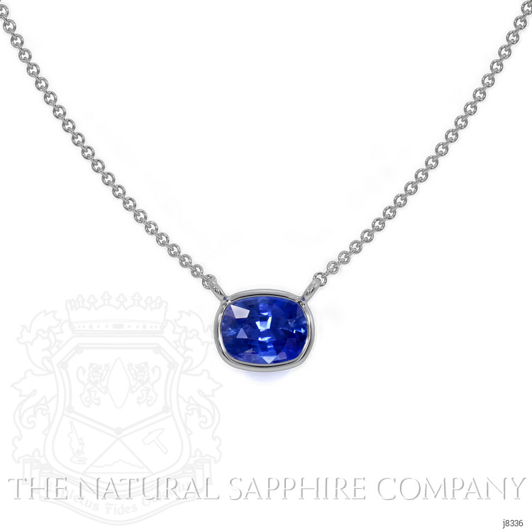 0.50 Ct. Blue Sapphire Bezel Necklace, 14K White Gold