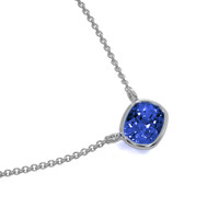 0.50 Ct. Blue Sapphire Bezel Necklace, 14K White Gold Image