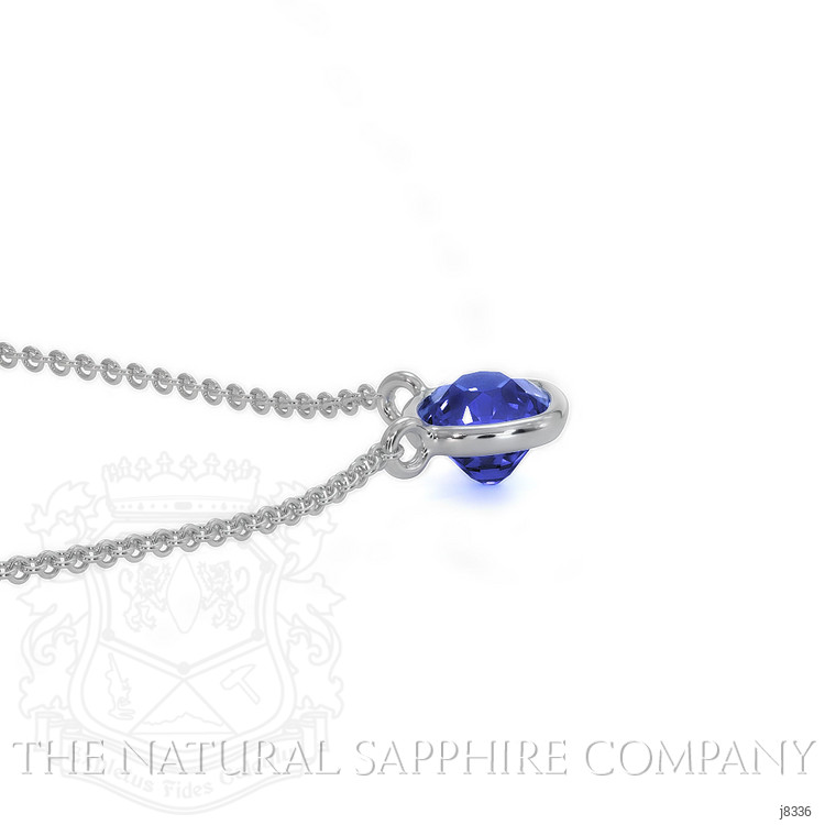 0.50 Ct. Blue Sapphire Bezel Necklace, 14K White Gold