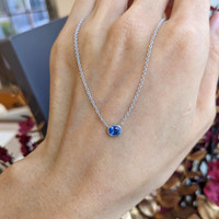 0.50 Ct. Blue Sapphire Bezel Necklace, 14K White Gold Life Style