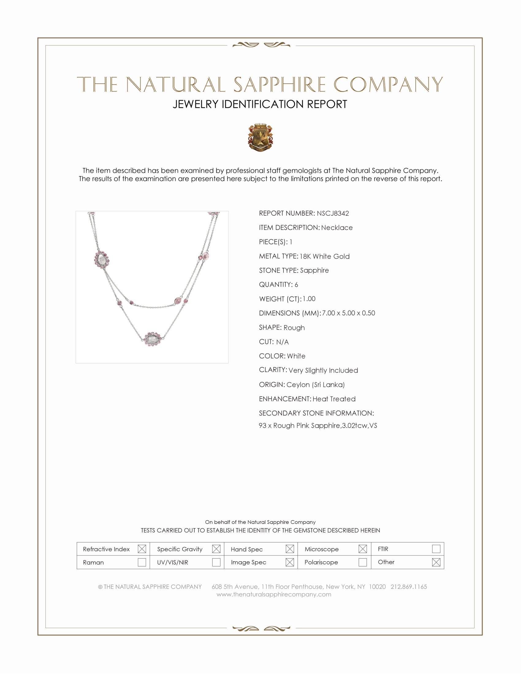 1.00 Ct. White Sapphire and Pink Sapphire Accent Stones Necklace, 18K White Gold