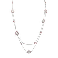 1.00 Ct. White Sapphire and Pink Sapphire Accent Stones Necklace, 18K White Gold Image