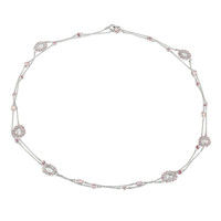 1.00 Ct. White Sapphire and Pink Sapphire Accent Stones Necklace, 18K White Gold Image