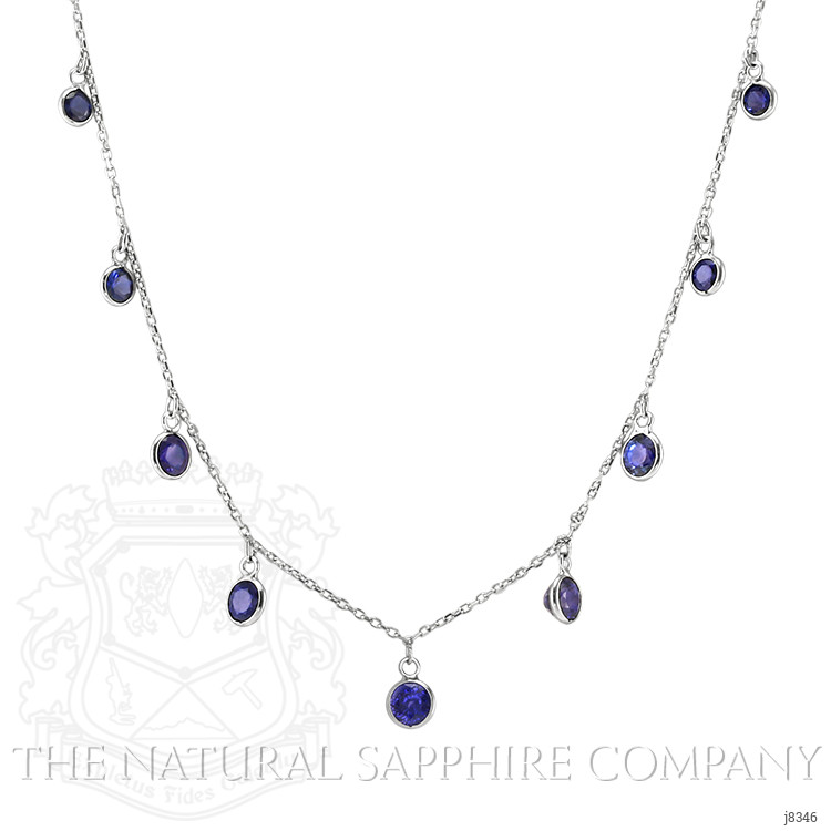 4.80 Ct. Blue Sapphire Accent Stones Necklace, 18K White Gold