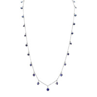 4.80 Ct. Blue Sapphire Accent Stones Necklace, 18K White Gold Image