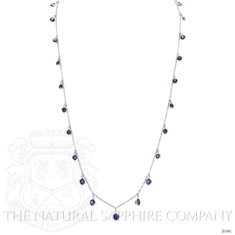 4.80 Ct. Blue Sapphire Accent Stones Necklace, 18K White Gold