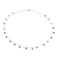 4.80 Ct. Blue Sapphire Accent Stones Necklace, 18K White Gold Image