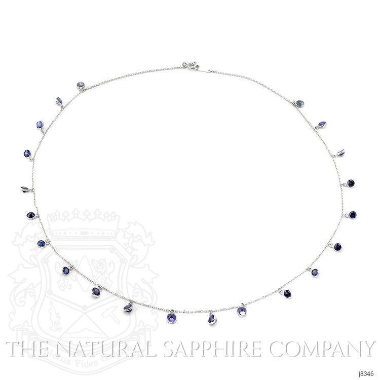 4.80 Ct. Blue Sapphire Accent Stones Necklace, 18K White Gold
