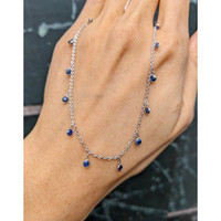4.80 Ct. Blue Sapphire Accent Stones Necklace, 18K White Gold Life Style