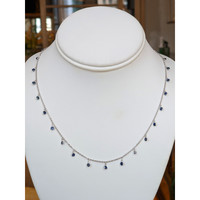 4.80 Ct. Blue Sapphire Accent Stones Necklace, 18K White Gold Life Style