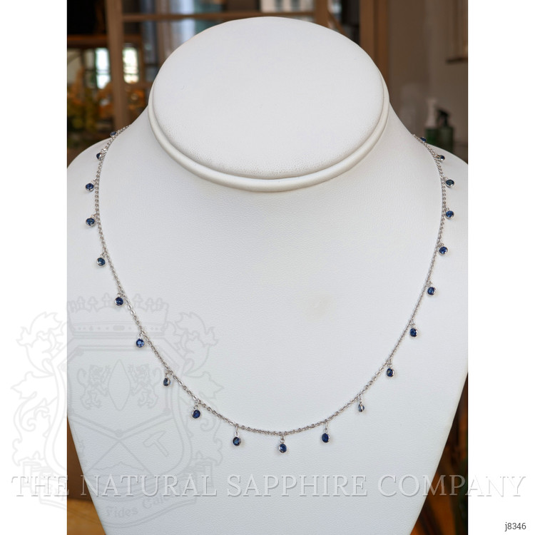 4.80 Ct. Blue Sapphire Accent Stones Necklace, 18K White Gold