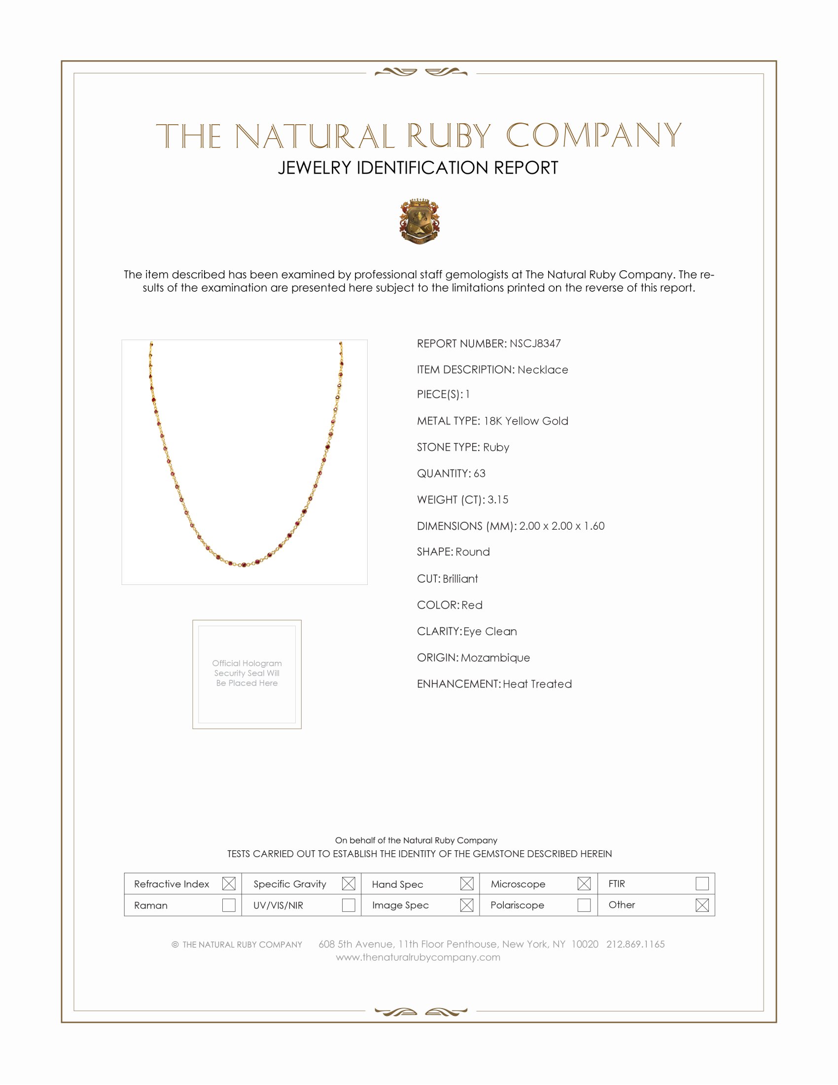 3.15 Ct. Ruby Bezel Necklace, 18K Yellow Gold