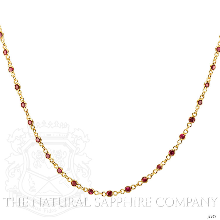 3.15 Ct. Ruby Bezel Necklace, 18K Yellow Gold