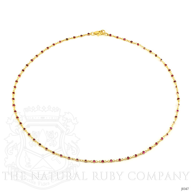 3.15 Ct. Ruby Bezel Necklace, 18K Yellow Gold