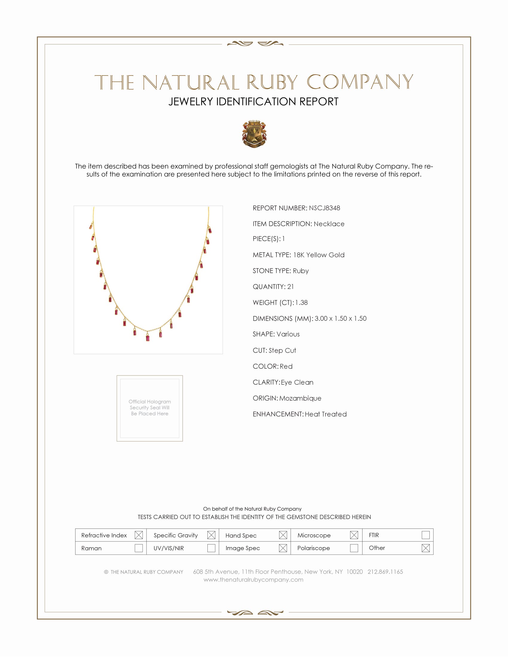 1.38 Ct. Ruby Bezel Necklace, 18K Yellow Gold