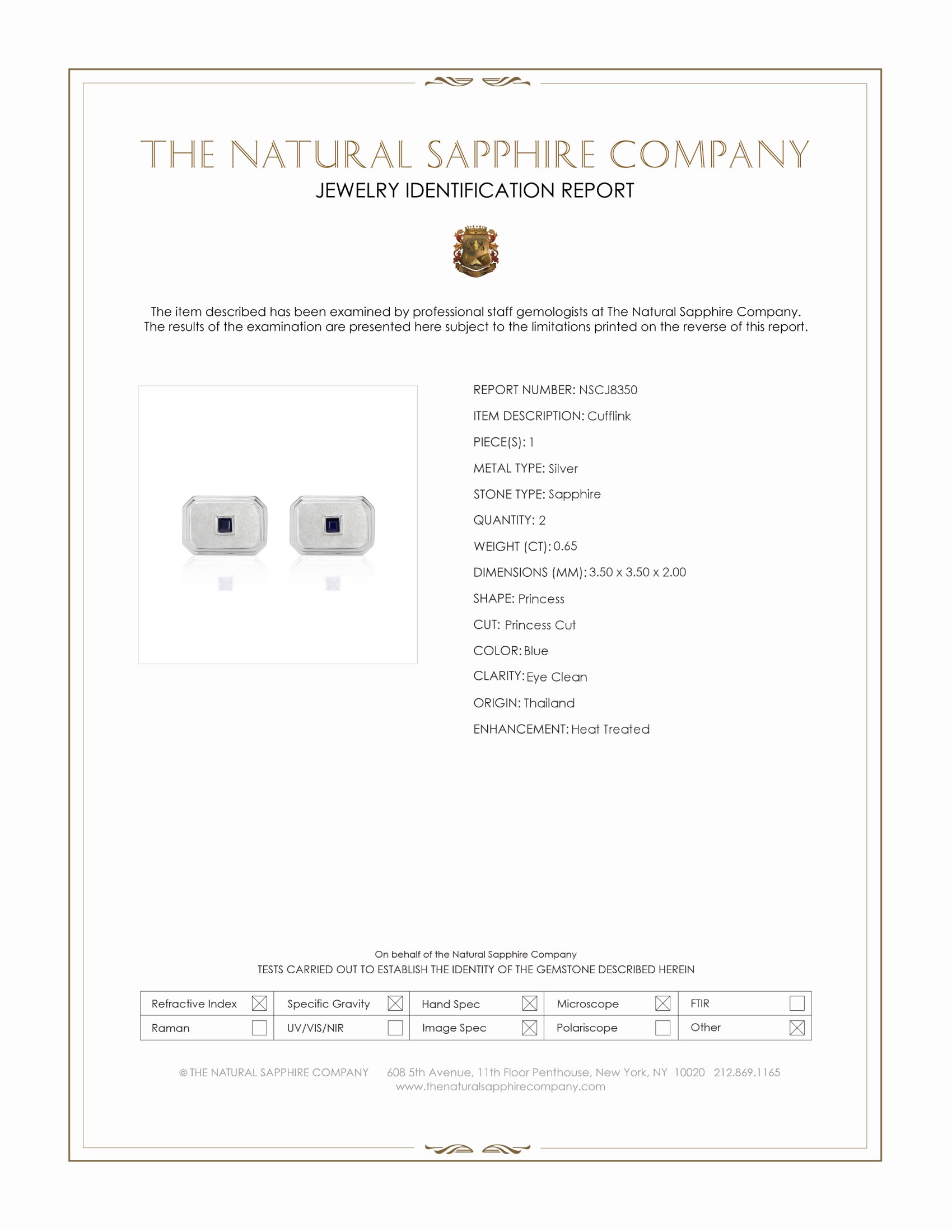 0.65 Ct. Blue Sapphire Solitaire Cufflink, Silver
