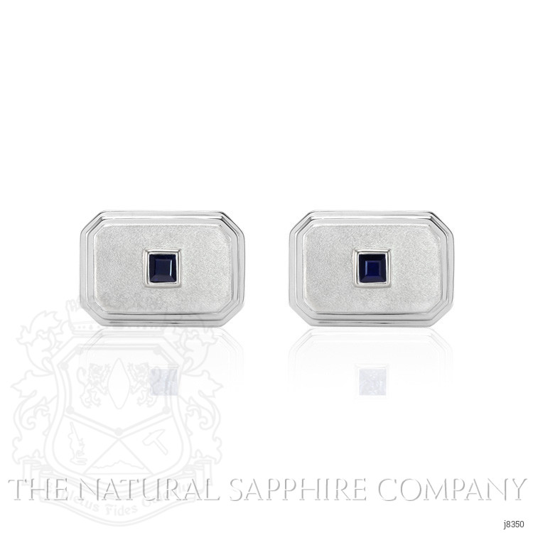 0.65 Ct. Blue Sapphire Solitaire Cufflink, Silver