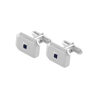 0.65 Ct. Blue Sapphire Solitaire Cufflink, Silver Image