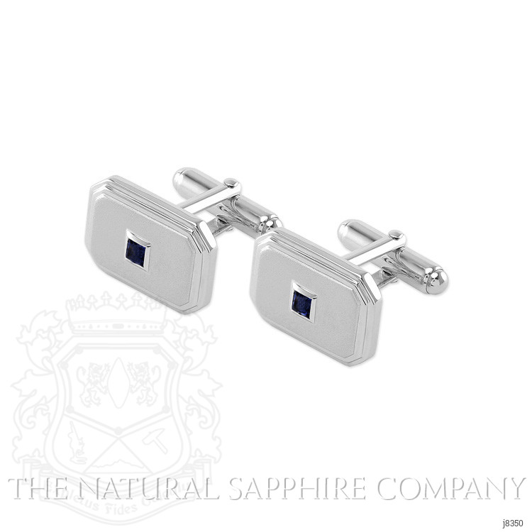 0.65 Ct. Blue Sapphire Solitaire Cufflink, Silver