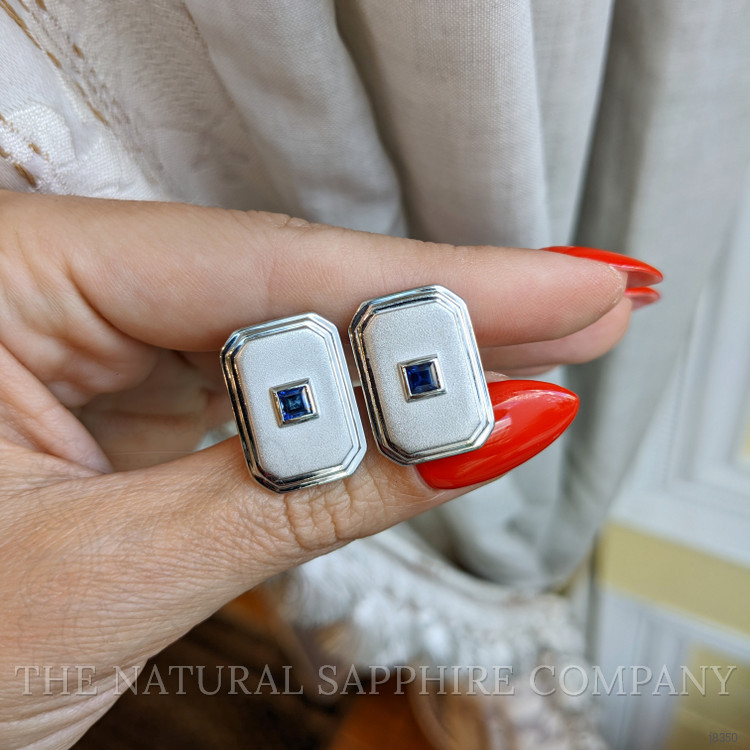 0.65 Ct. Blue Sapphire Solitaire Cufflink, Silver