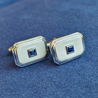 0.65 Ct. Blue Sapphire Solitaire Cufflink, Silver Life Style