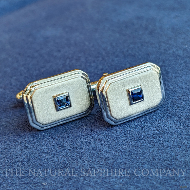 0.65 Ct. Blue Sapphire Solitaire Cufflink, Silver