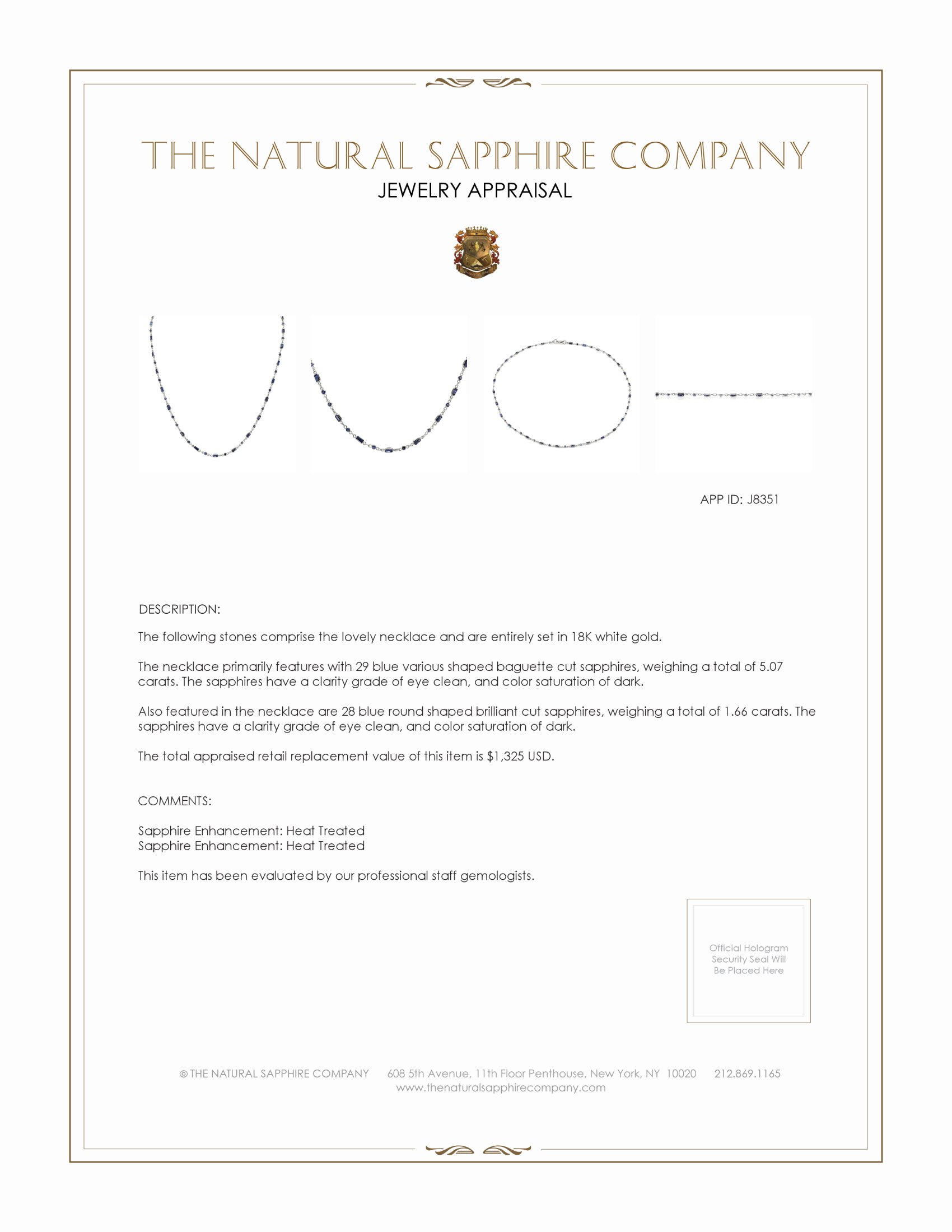 5.07 Ct. Blue Sapphire Accent Stones Necklace, 18K White Gold