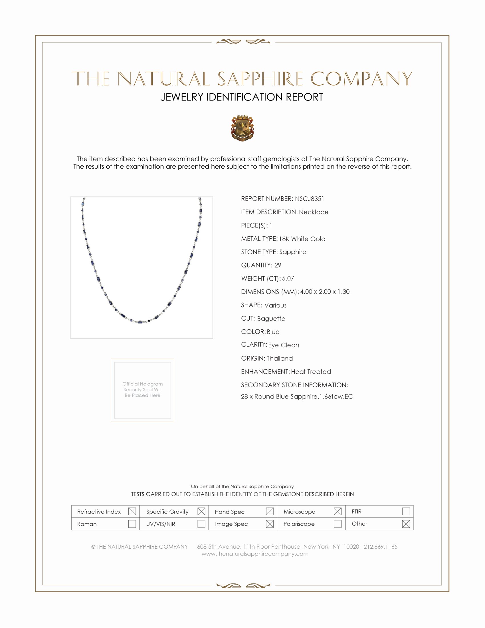 5.07 Ct. Blue Sapphire Accent Stones Necklace, 18K White Gold