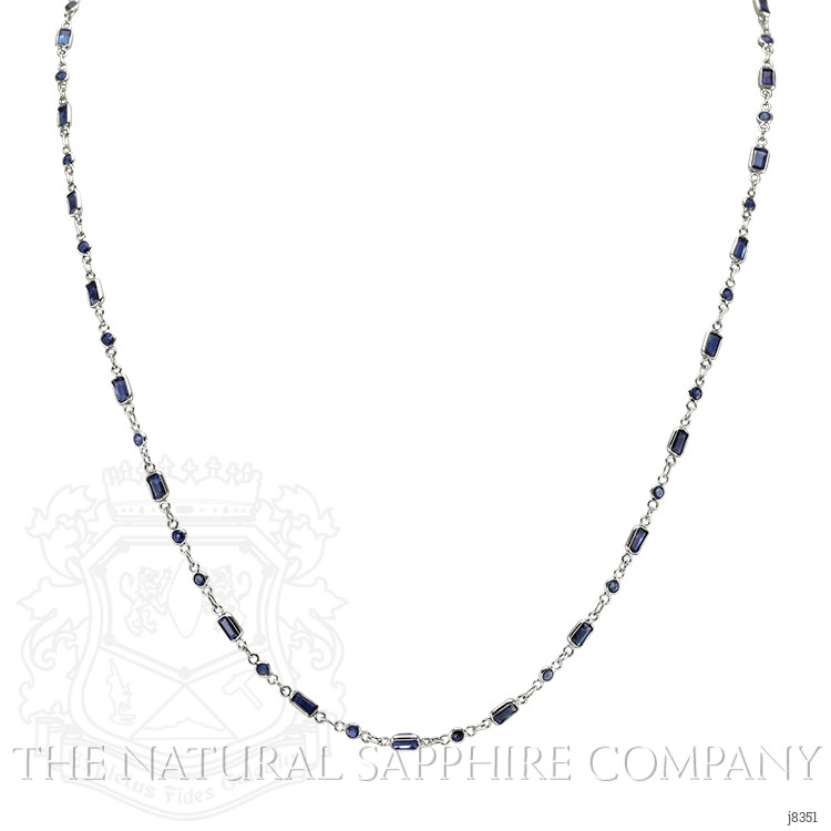 5.07 Ct. Blue Sapphire Accent Stones Necklace, 18K White Gold