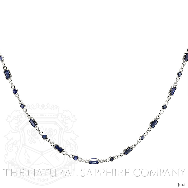 5.07 Ct. Blue Sapphire Accent Stones Necklace, 18K White Gold