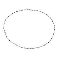 5.07 Ct. Blue Sapphire Accent Stones Necklace, 18K White Gold Image