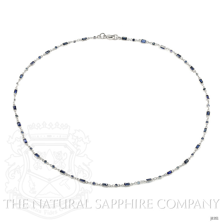 5.07 Ct. Blue Sapphire Accent Stones Necklace, 18K White Gold