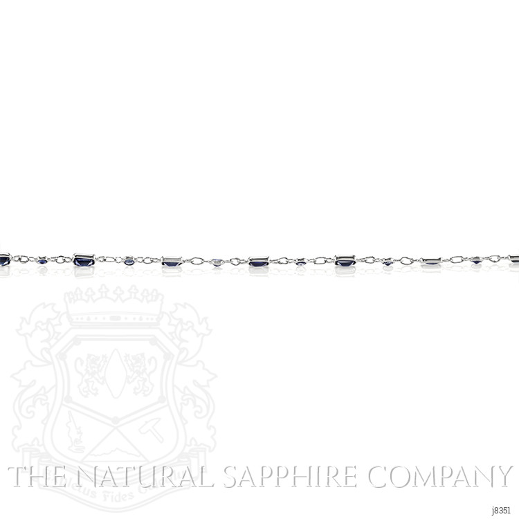 5.07 Ct. Blue Sapphire Accent Stones Necklace, 18K White Gold