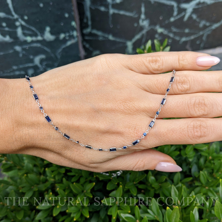 5.07 Ct. Blue Sapphire Accent Stones Necklace, 18K White Gold