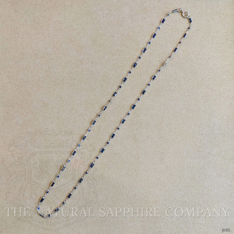 5.07 Ct. Blue Sapphire Accent Stones Necklace, 18K White Gold