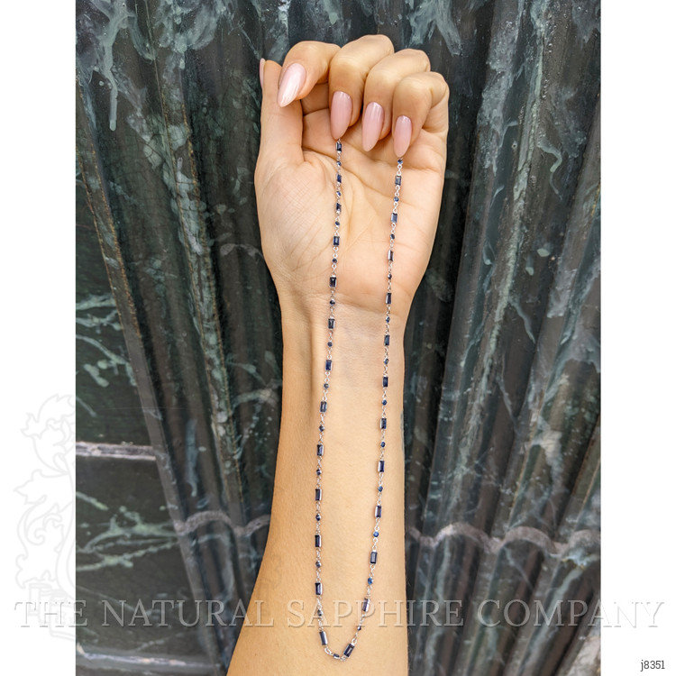 5.07 Ct. Blue Sapphire Accent Stones Necklace, 18K White Gold