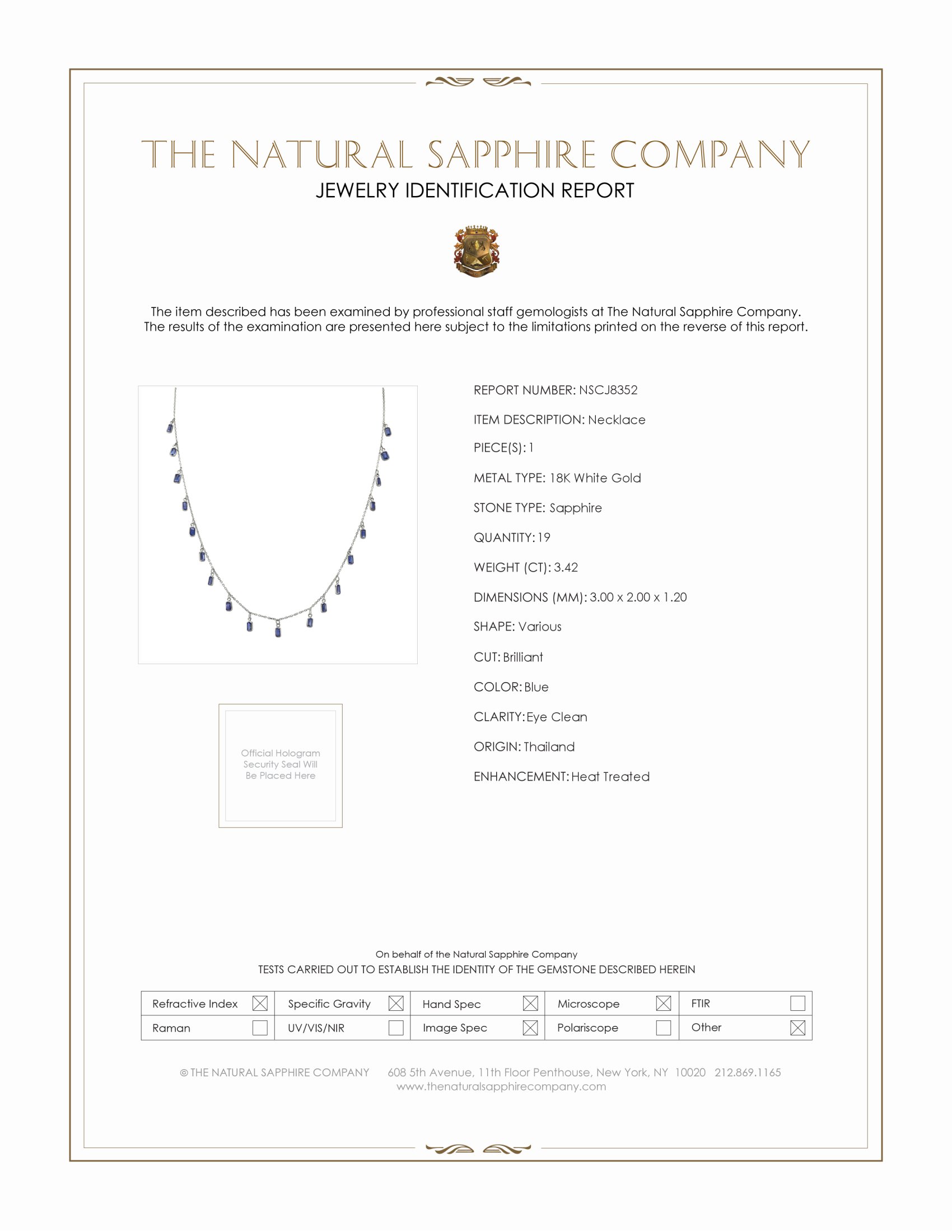 3.42 Ct. Blue Sapphire Accent Stones Necklace, 18K White Gold