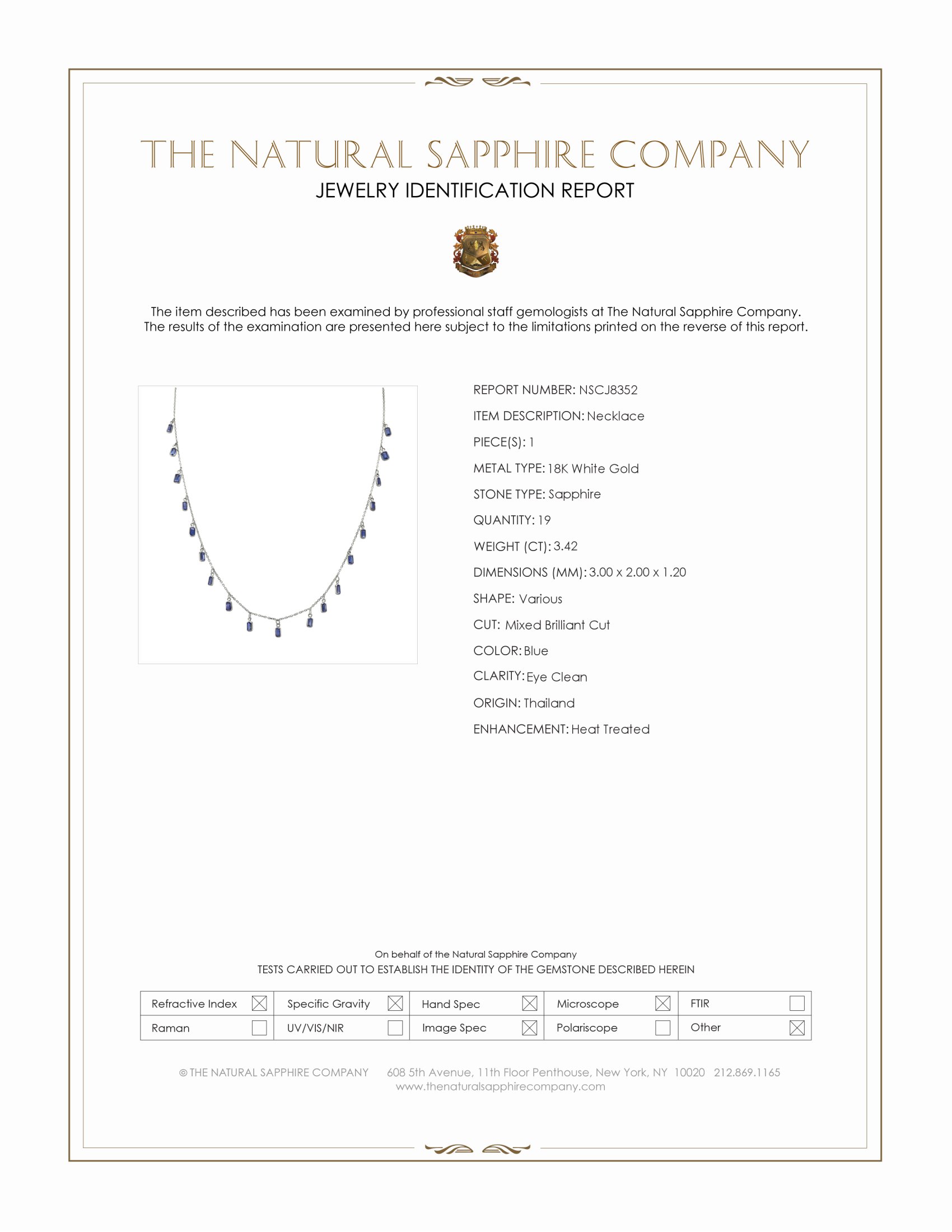 3.42 Ct. Blue Sapphire Accent Stones Necklace, 18K White Gold