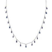 3.42 Ct. Blue Sapphire Accent Stones Necklace, 18K White Gold Video