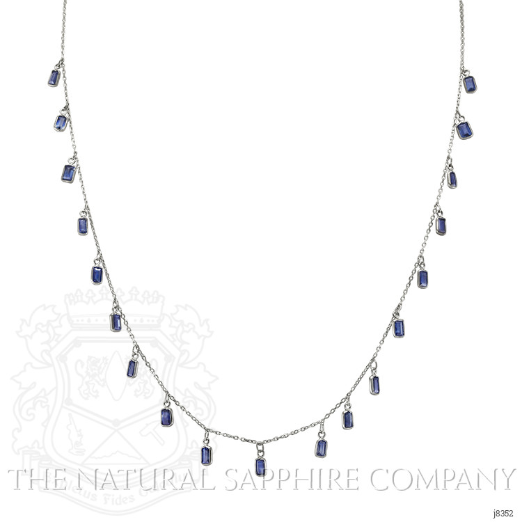 3.42 Ct. Blue Sapphire Accent Stones Necklace, 18K White Gold