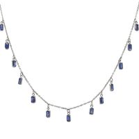 3.42 Ct. Blue Sapphire Accent Stones Necklace, 18K White Gold Image
