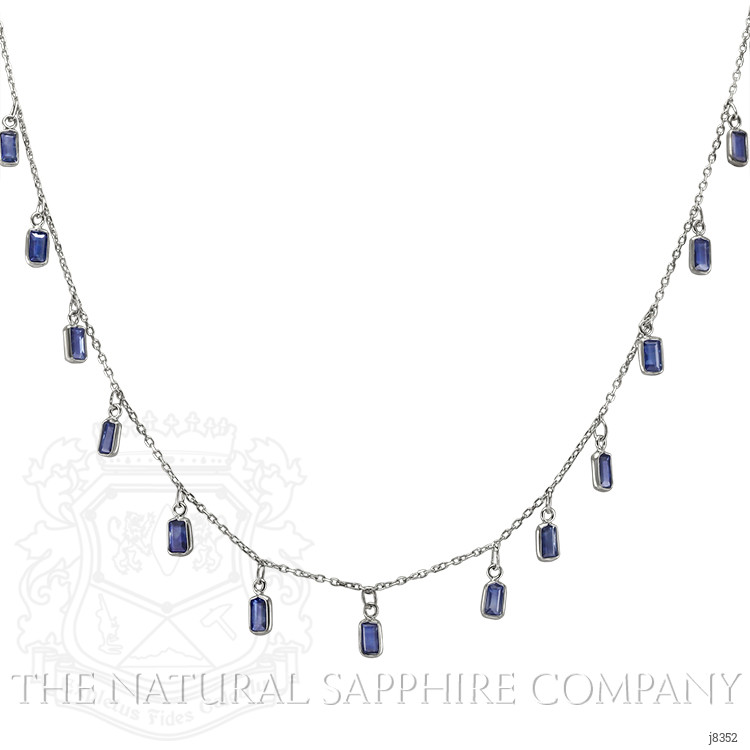 3.42 Ct. Blue Sapphire Accent Stones Necklace, 18K White Gold