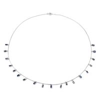 3.42 Ct. Blue Sapphire Accent Stones Necklace, 18K White Gold Image