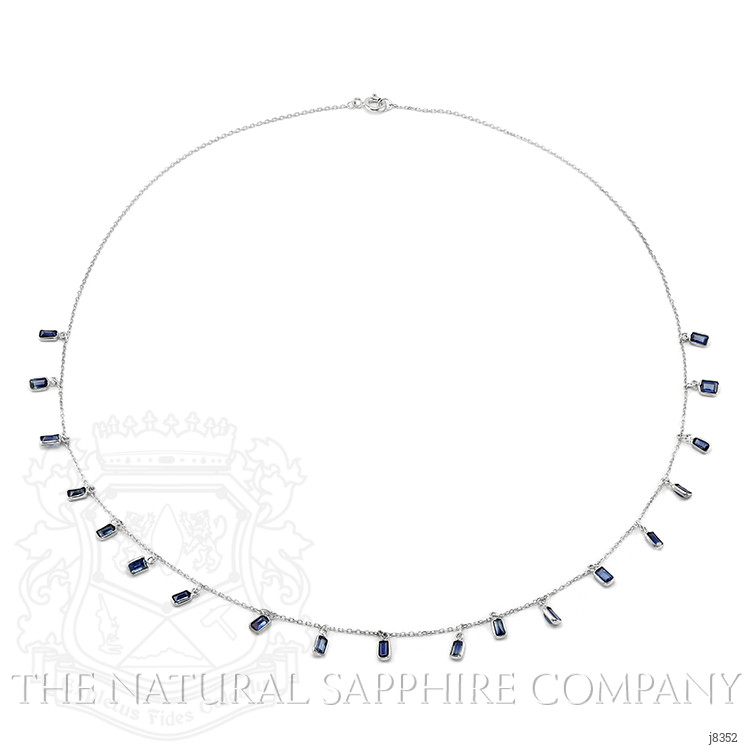 3.42 Ct. Blue Sapphire Accent Stones Necklace, 18K White Gold