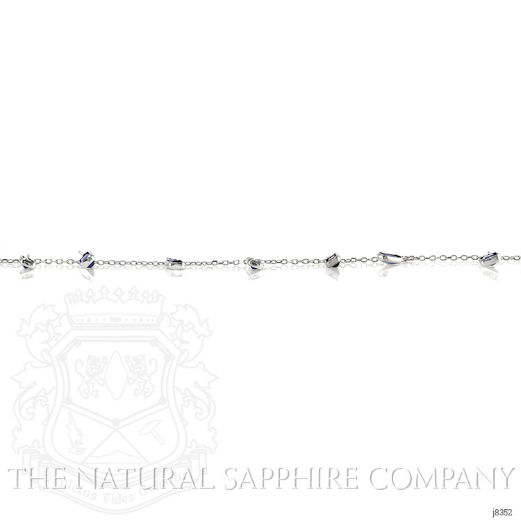 3.42 Ct. Blue Sapphire Accent Stones Necklace, 18K White Gold