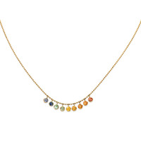 1.00 Ct. Multi Color Sapphire Accent Stones Necklace, 14K Yellow Gold Video