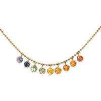 1.00 Ct. Multi Color Sapphire Accent Stones Necklace, 14K Yellow Gold Image