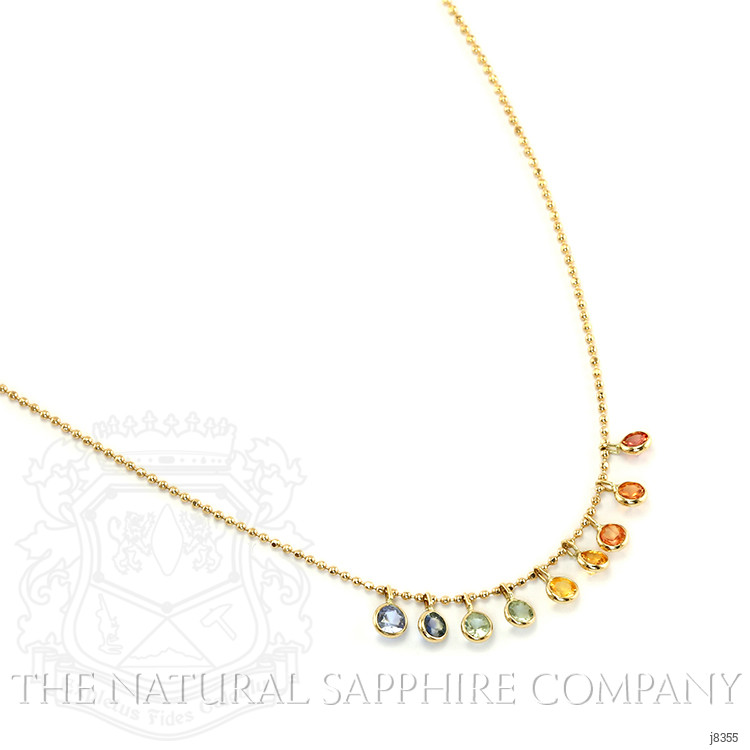 1.00 Ct. Multi Color Sapphire Accent Stones Necklace, 14K Yellow Gold