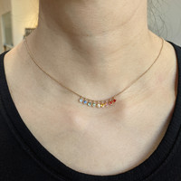 1.00 Ct. Multi Color Sapphire Accent Stones Necklace, 14K Yellow Gold Life Style