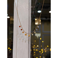 1.00 Ct. Multi Color Sapphire Accent Stones Necklace, 14K Yellow Gold Life Style